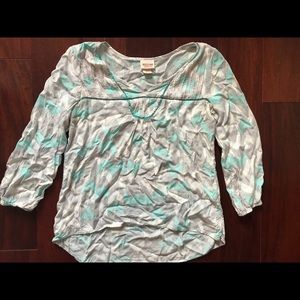 Adorable Aqua/Grey Chevron Blouse